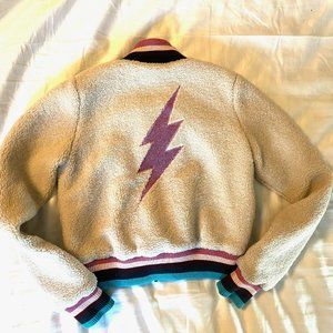 Spiritual Gangster Trust The Universe Ferry Sherpa Bomber Jacket Sz 8/xs Girls
